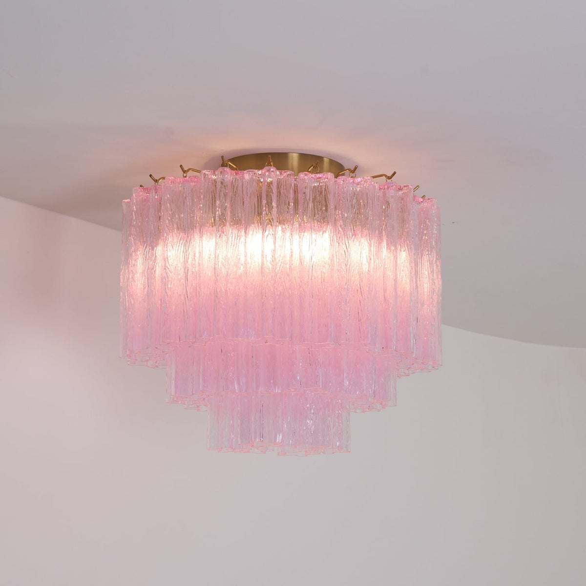 Veliaine Deckenleuchte aus Murano-Glas in Pink Vintage