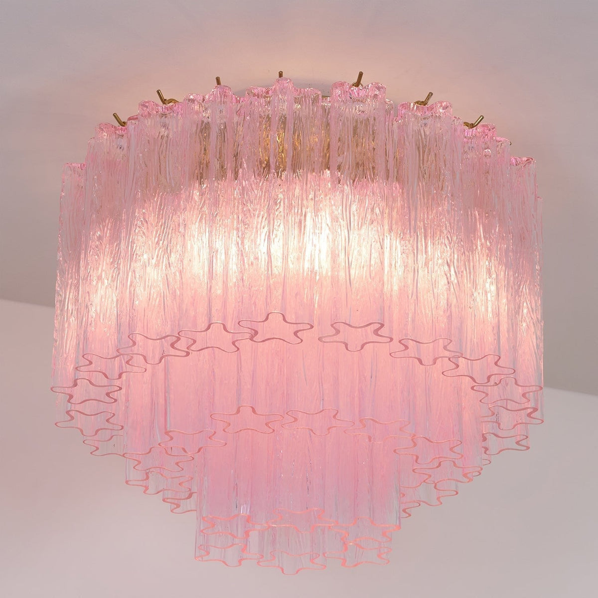 Veliaine Deckenleuchte aus Murano-Glas in Pink Vintage