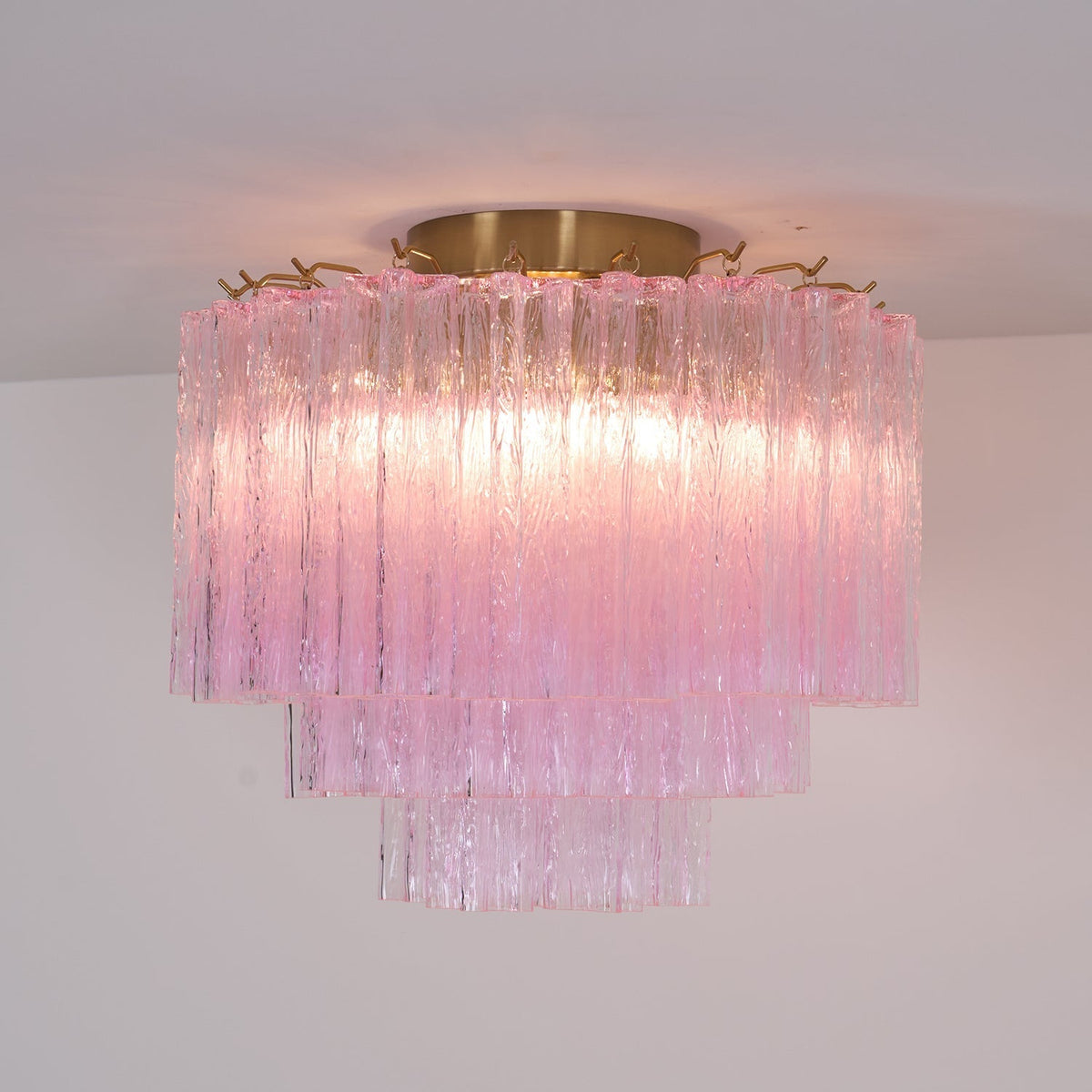 Veliaine Deckenleuchte aus Murano-Glas in Pink Vintage