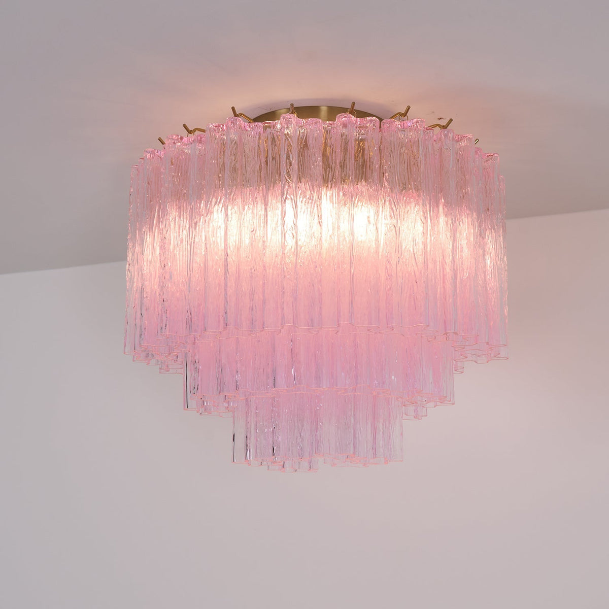 Veliaine Deckenleuchte aus Murano-Glas in Pink Vintage