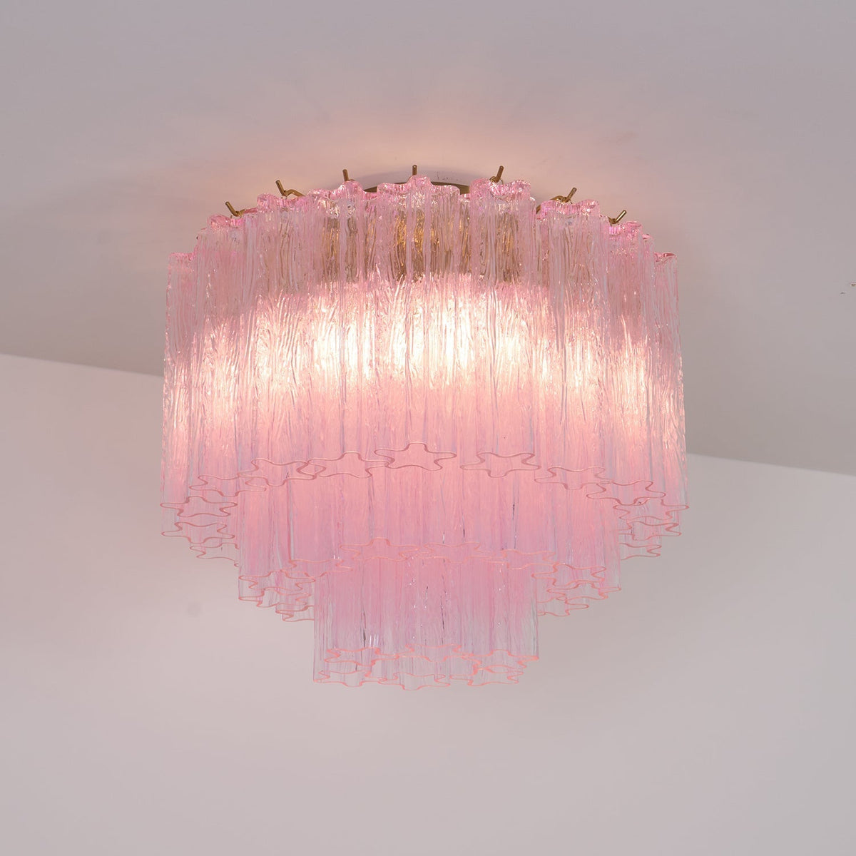 Veliaine Deckenleuchte aus Murano-Glas in Pink Vintage
