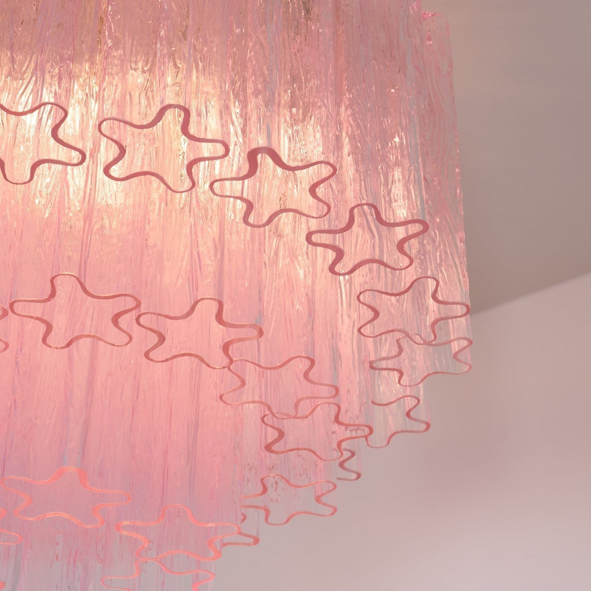 Veliaine Deckenleuchte aus Murano-Glas in Pink Vintage