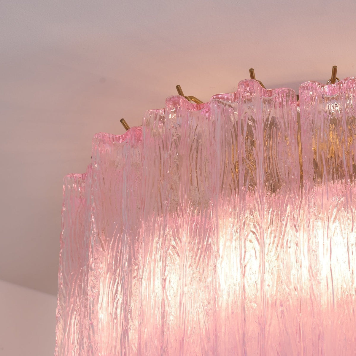Veliaine Deckenleuchte aus Murano-Glas in Pink Vintage