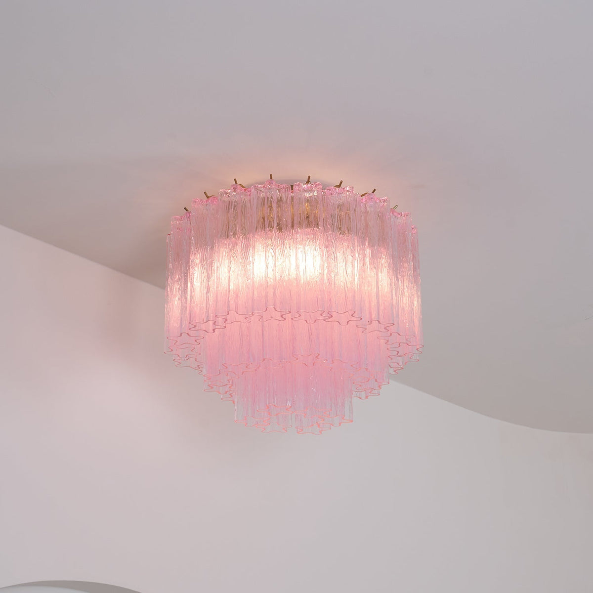 Veliaine Deckenleuchte aus Murano-Glas in Pink Vintage
