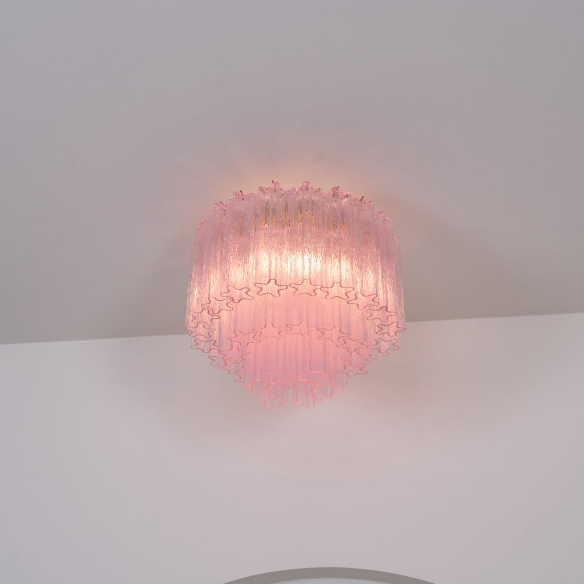 Veliaine Deckenleuchte aus Murano-Glas in Pink Vintage