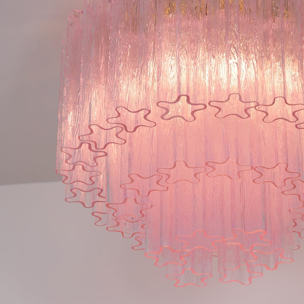 Veliaine Deckenleuchte aus Murano-Glas in Pink Vintage