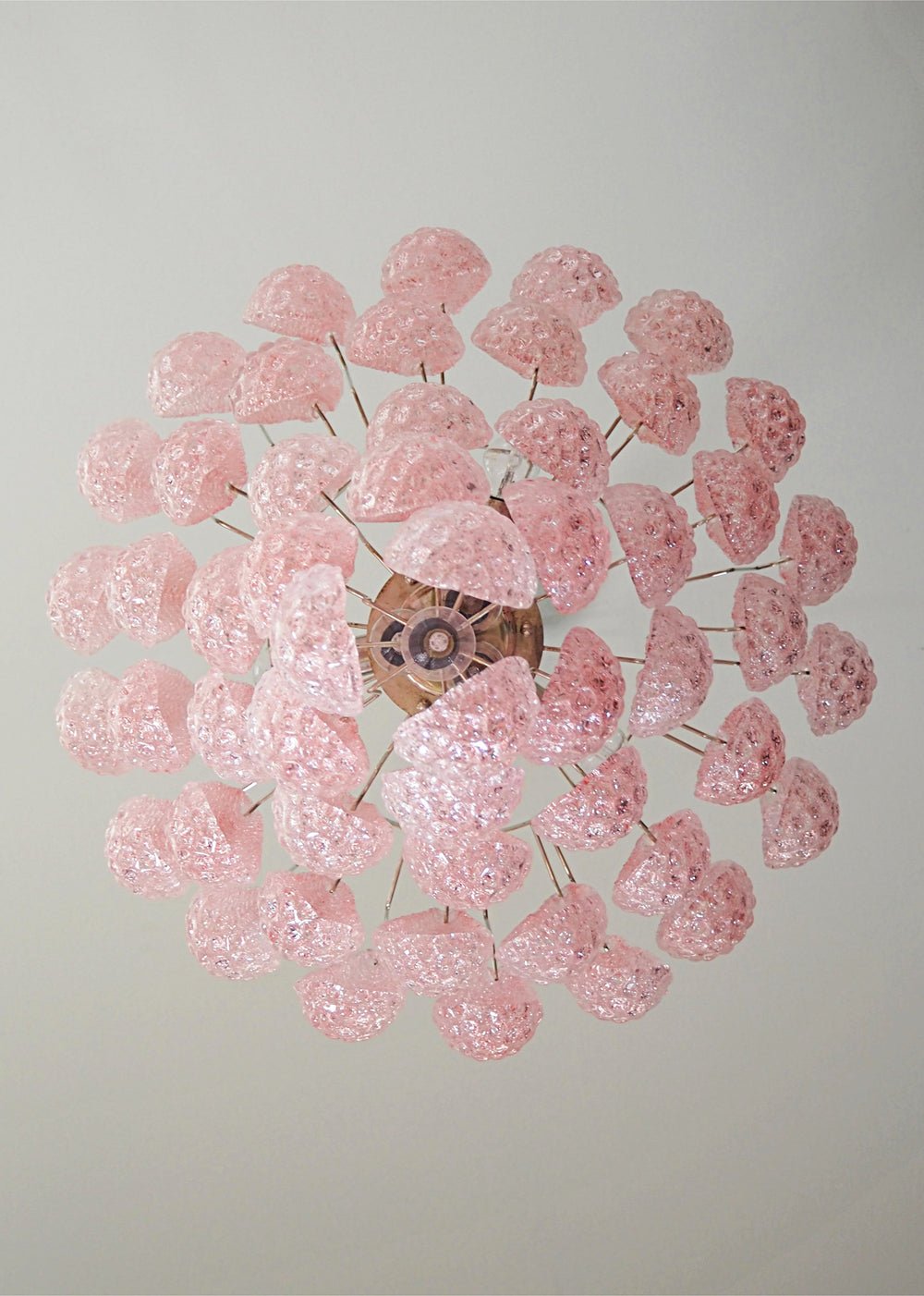 Veliena Kronleuchter Rosa Tropfen Murano-Glas Diamantmuster Wasserfall