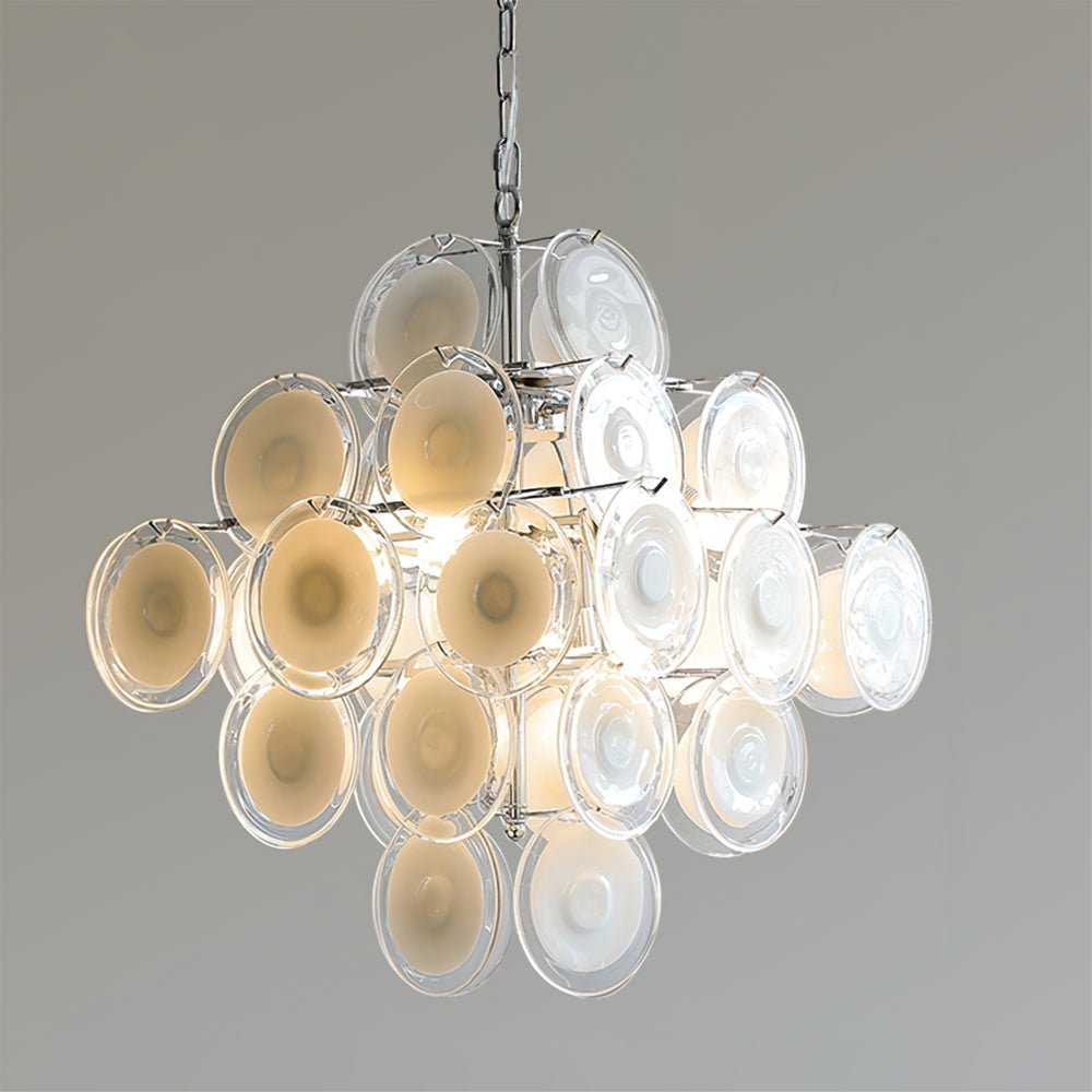 Eireira Kronleuchter Weiß Murano-Glas-Scheiben Cluster