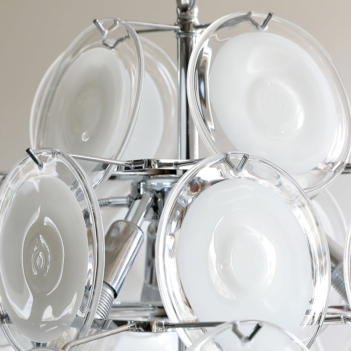 Eireira Kronleuchter Weiß Murano-Glas-Scheiben Cluster