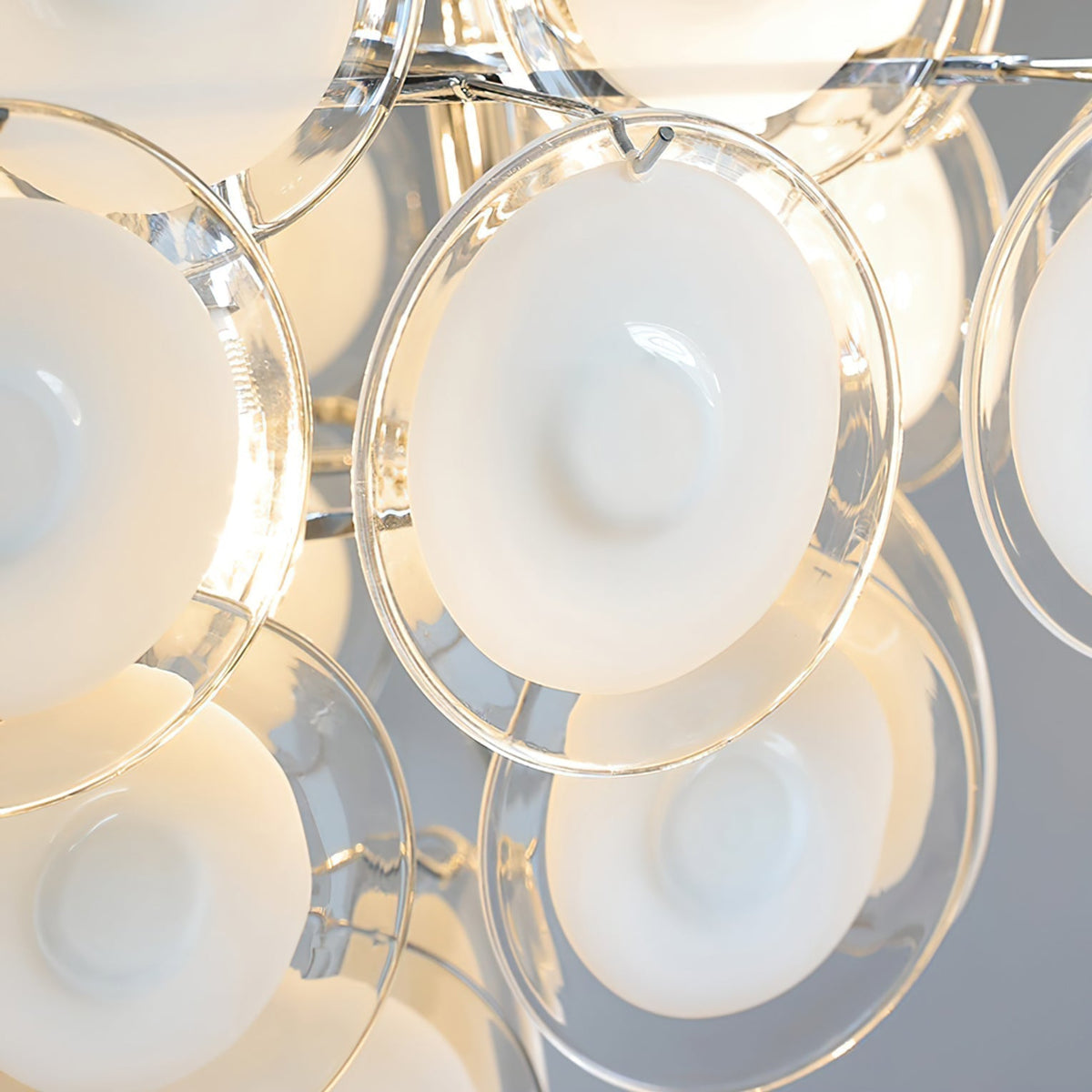 Eireira Kronleuchter Weiß Murano-Glas-Scheiben Cluster