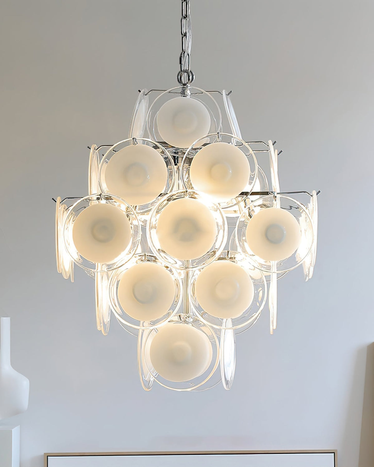 Eireira Kronleuchter Weiß Murano-Glas-Scheiben Cluster