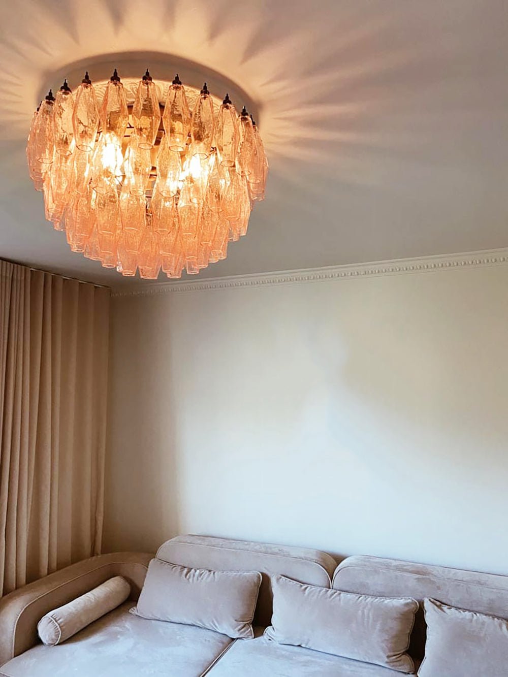 Evix Deckenleuchte Rosa Rautenglas mehrschichtig Vintage Eleganz