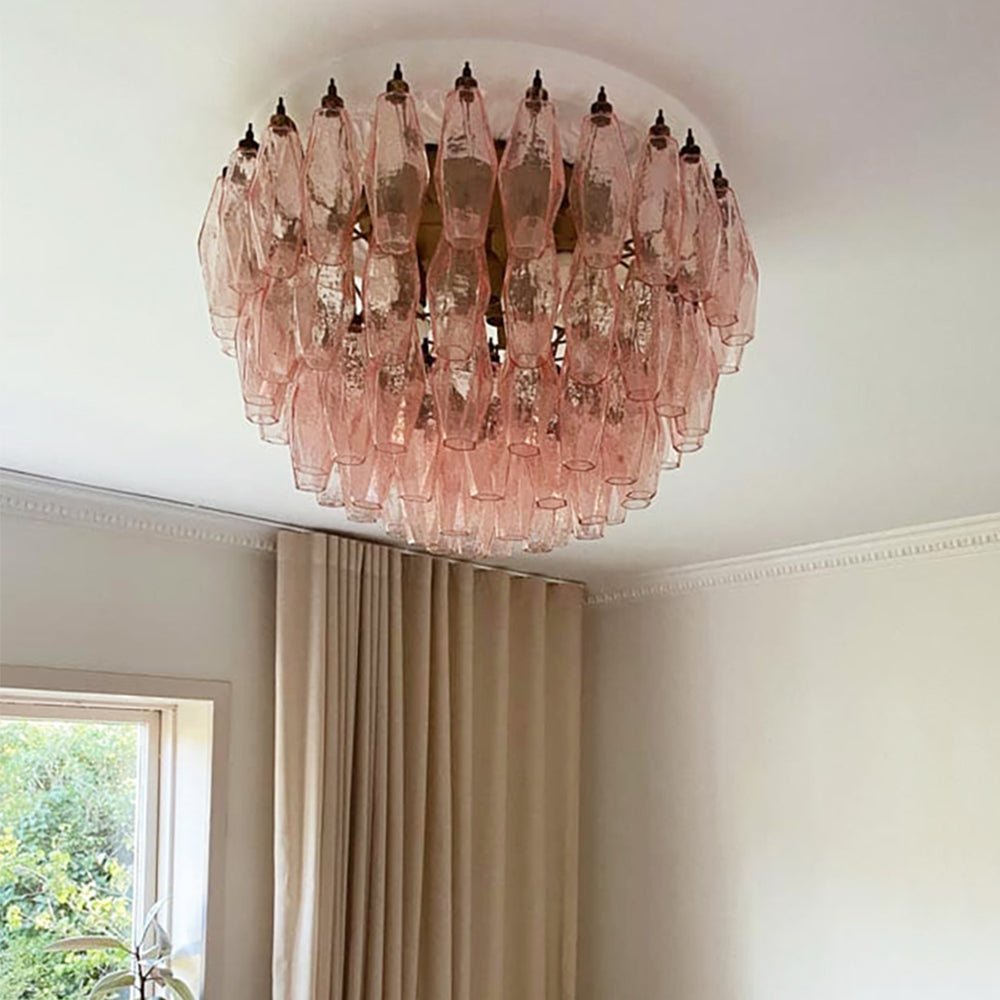 Evix Deckenleuchte Rosa Rautenglas mehrschichtig Vintage Eleganz