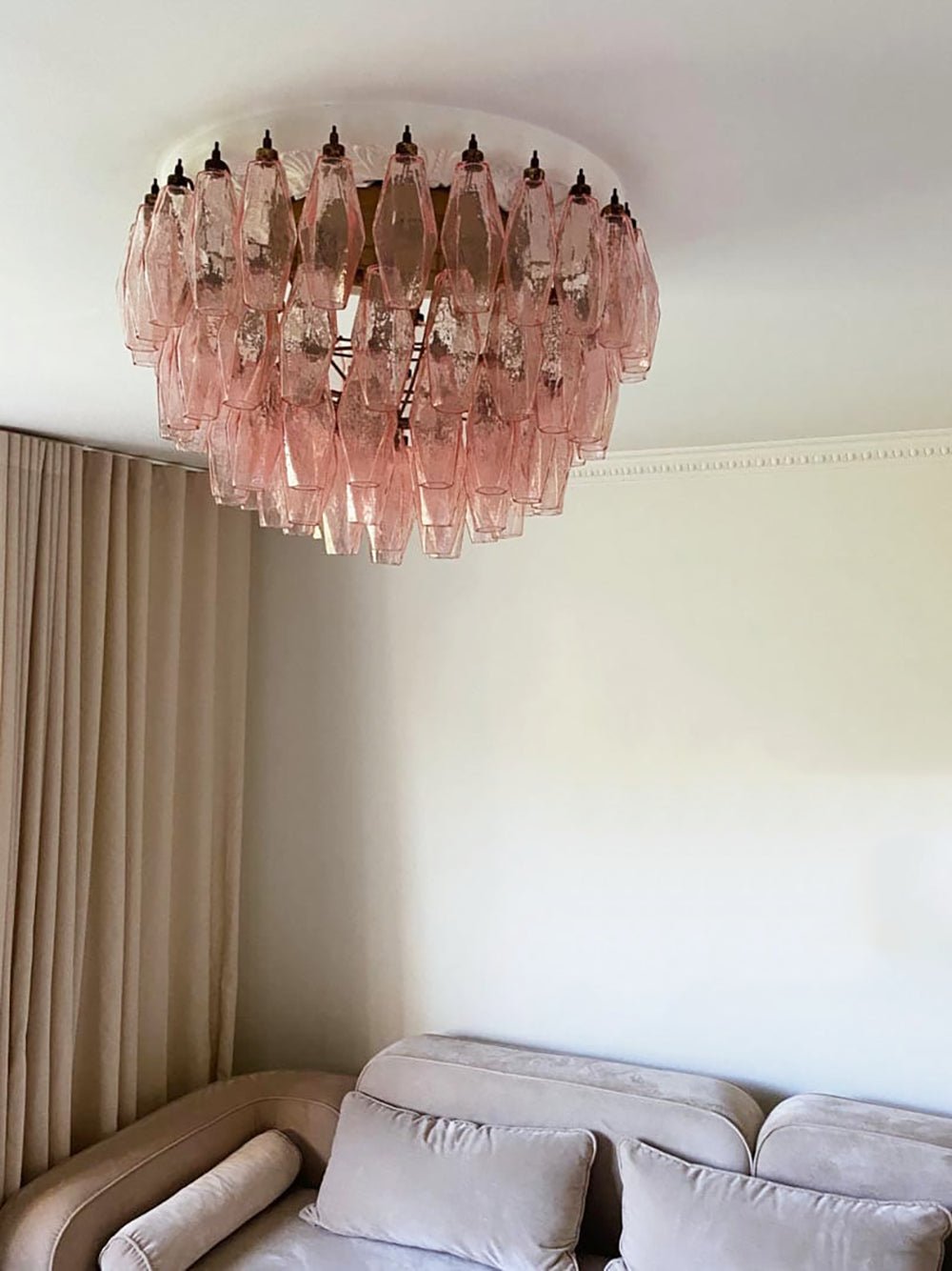 Evix Deckenleuchte Rosa Rautenglas mehrschichtig Vintage Eleganz