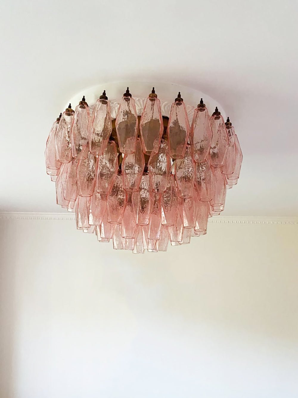 Evix Deckenleuchte Rosa Rautenglas mehrschichtig Vintage Eleganz