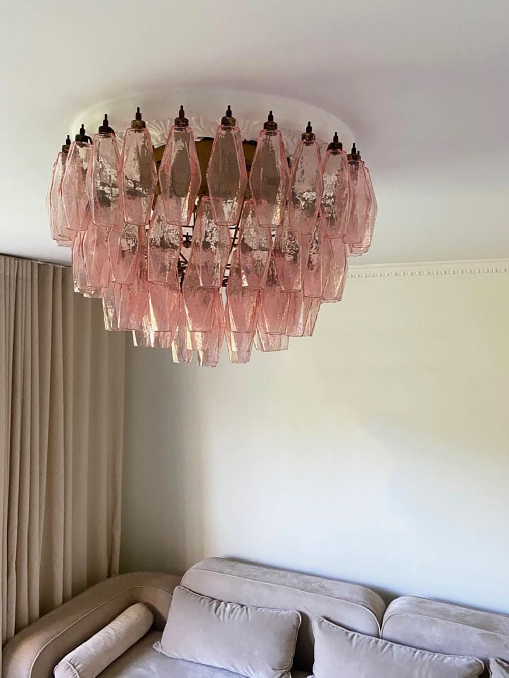 Evix Deckenleuchte Rosa Rautenglas mehrschichtig Vintage Eleganz