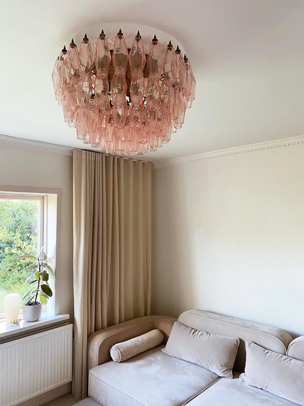 Evix Deckenleuchte Rosa Rautenglas mehrschichtig Vintage Eleganz