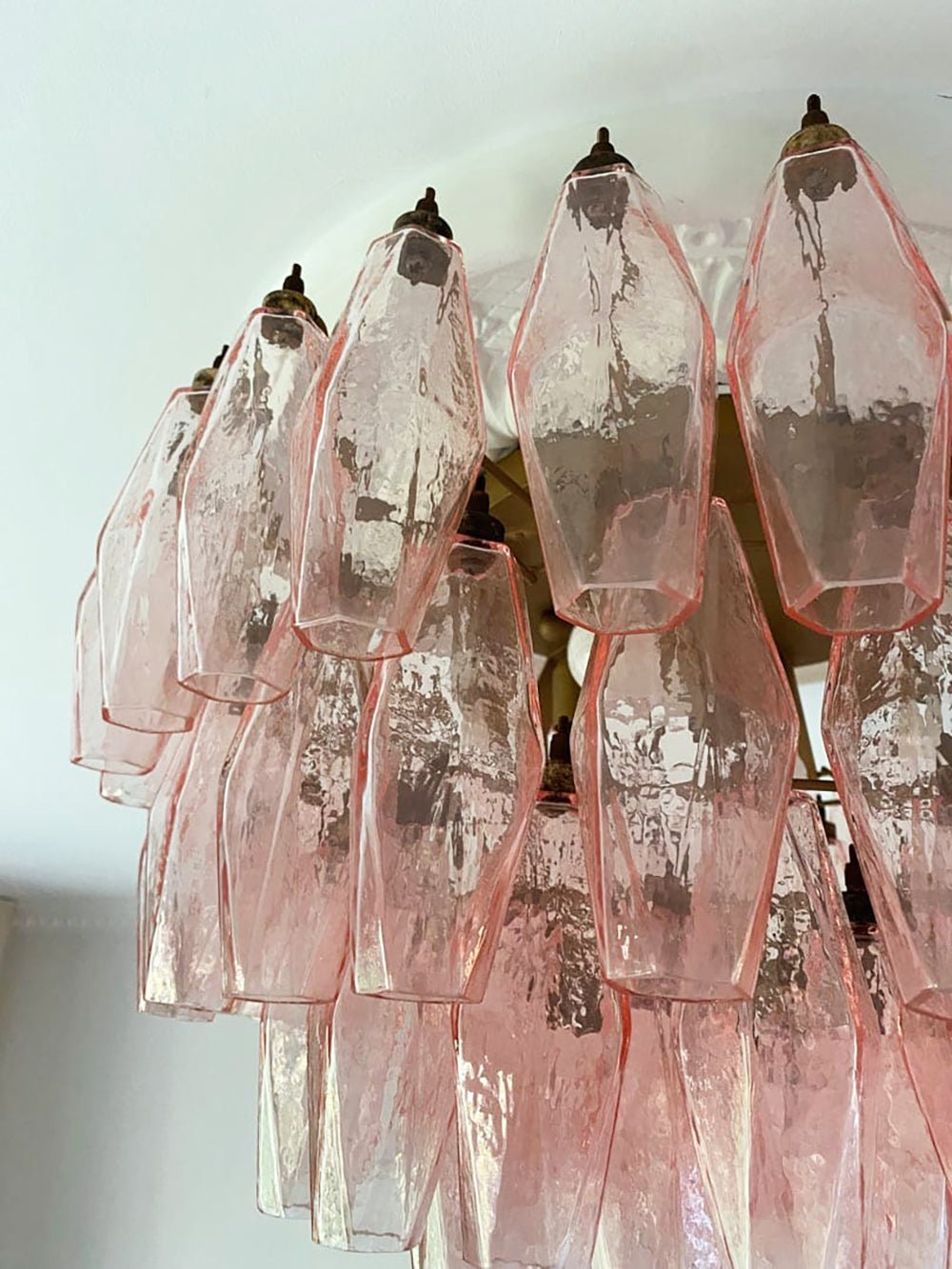 Evix Deckenleuchte Rosa Rautenglas mehrschichtig Vintage Eleganz