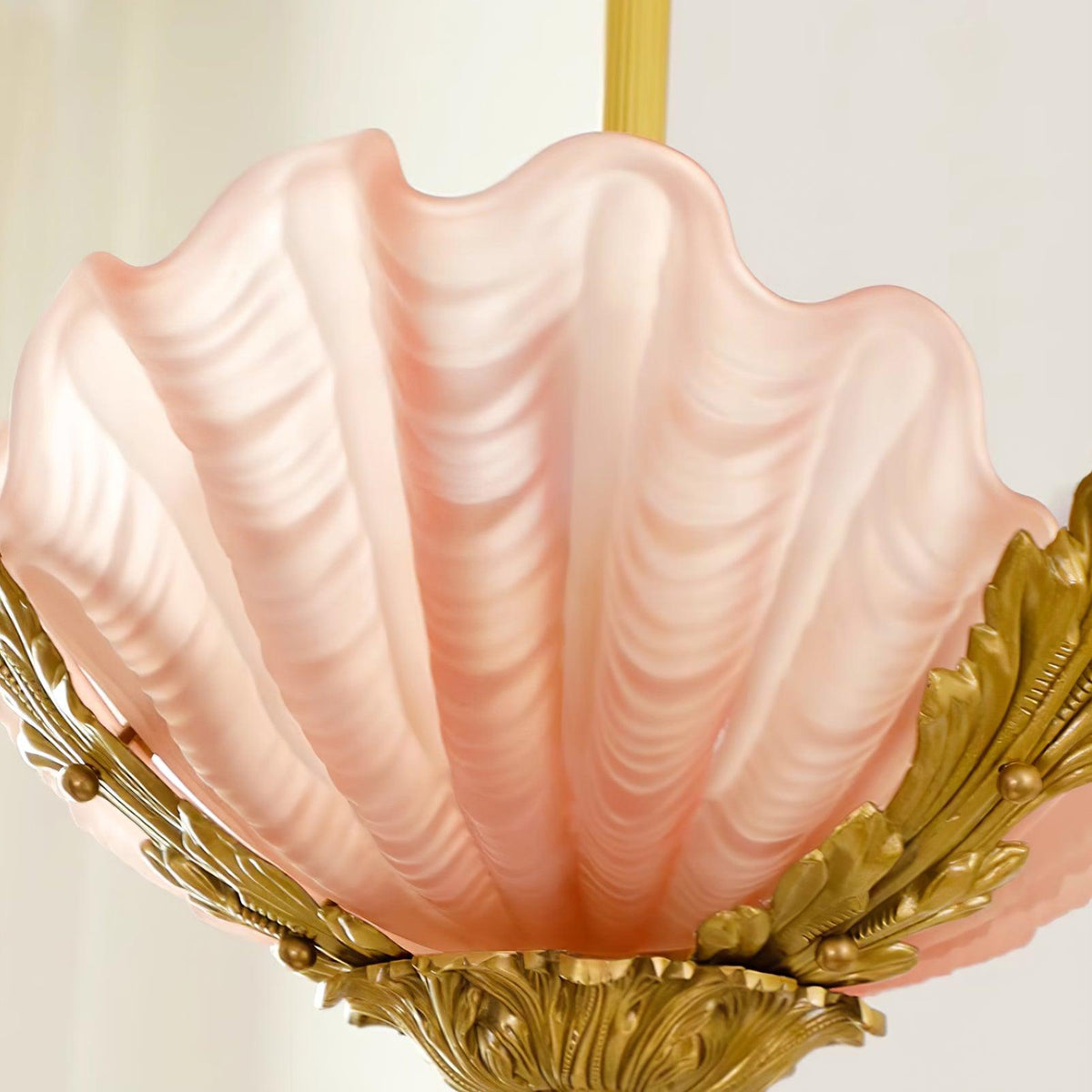 Murano Pendelleuchte Pink Shell aus Messing Barock