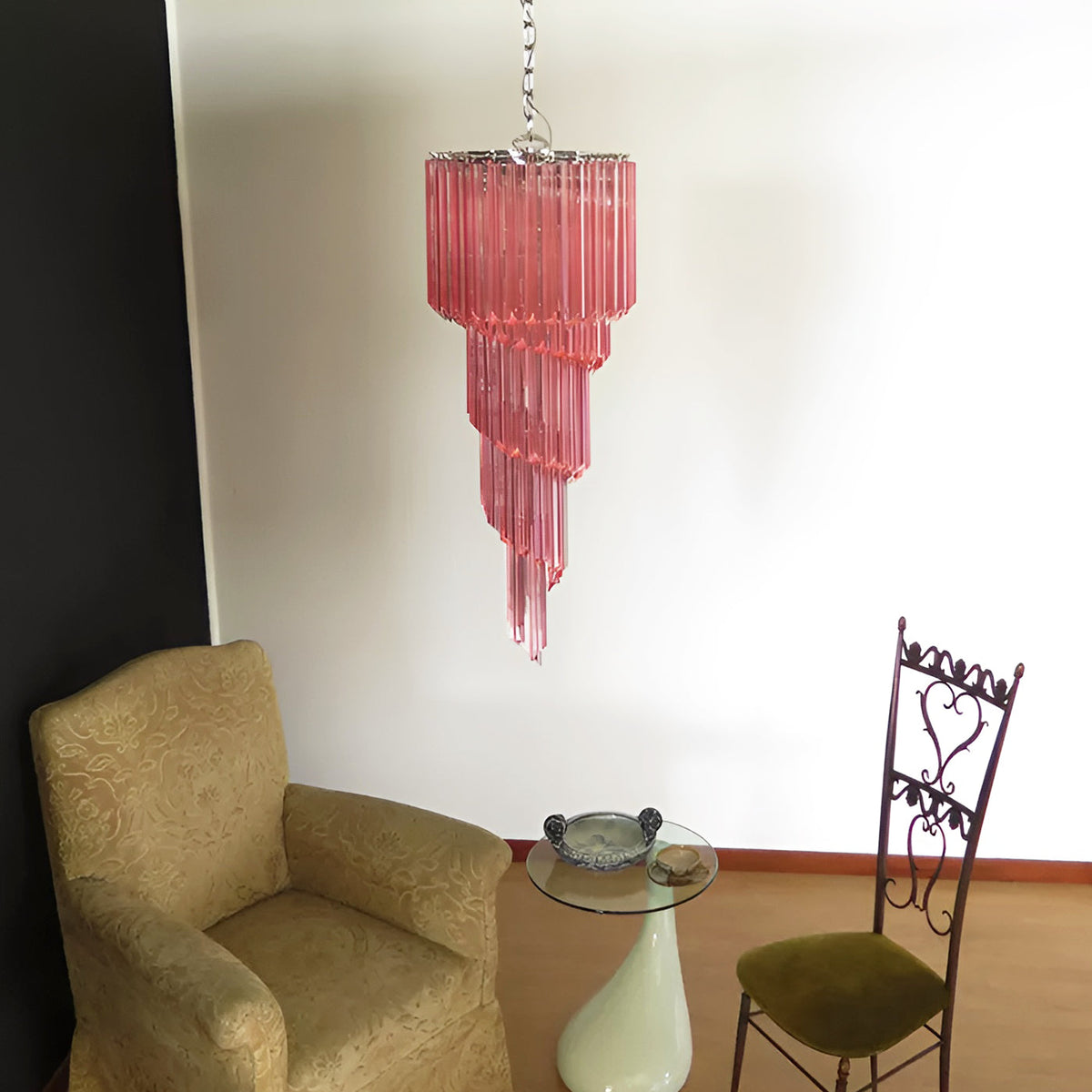 Reninelle Kronleuchter Spiral Pink Prism Gestuft
