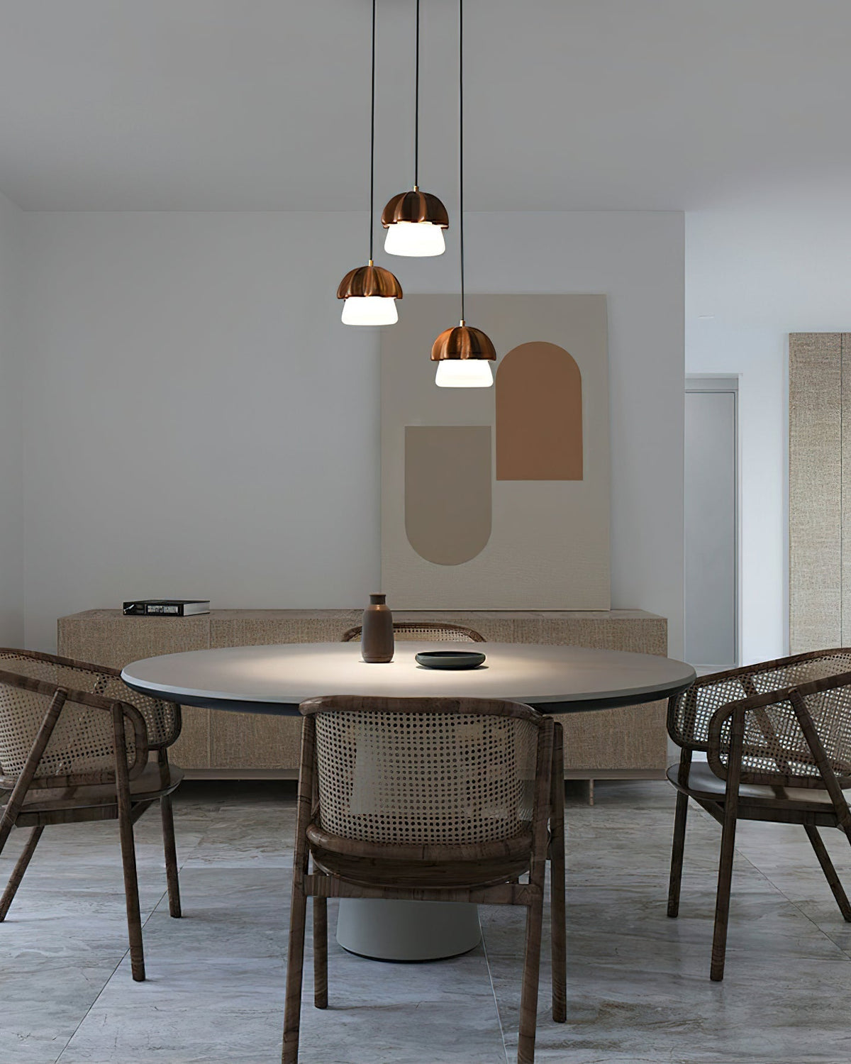 Rineine Pendelleuchte Pilz-Cluster Holz & Glas