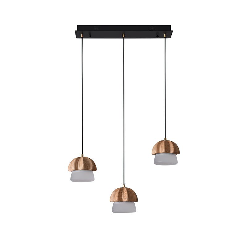 Rineine Pendelleuchte Pilz-Cluster Holz & Glas