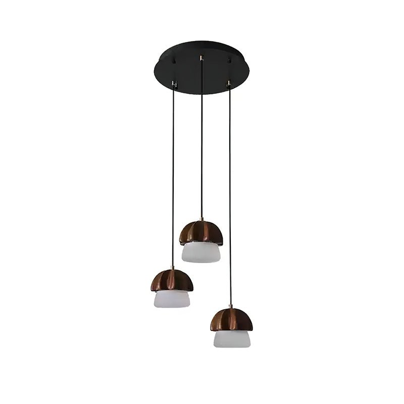 Rineine Pendelleuchte Pilz-Cluster Holz & Glas