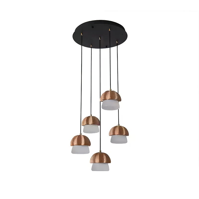 Rineine Pendelleuchte Pilz-Cluster Holz & Glas