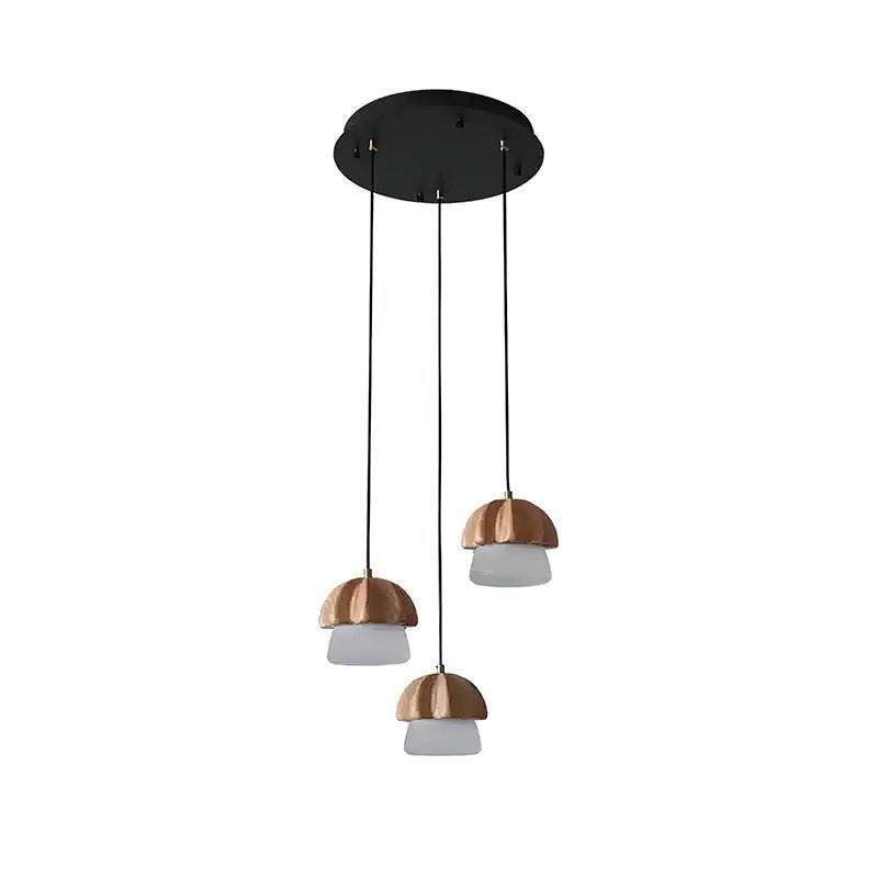 Rineine Pendelleuchte Pilz-Cluster Holz & Glas