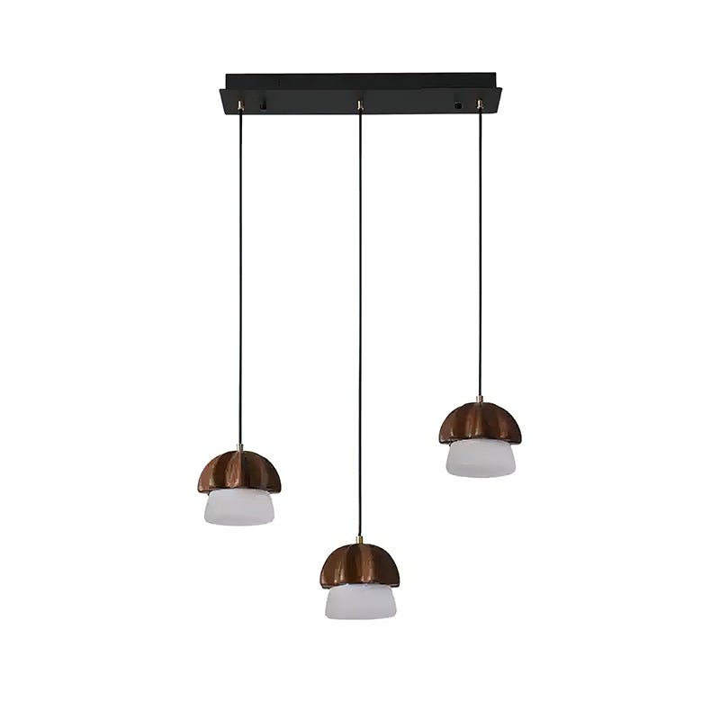 Rineine Pendelleuchte Pilz-Cluster Holz & Glas