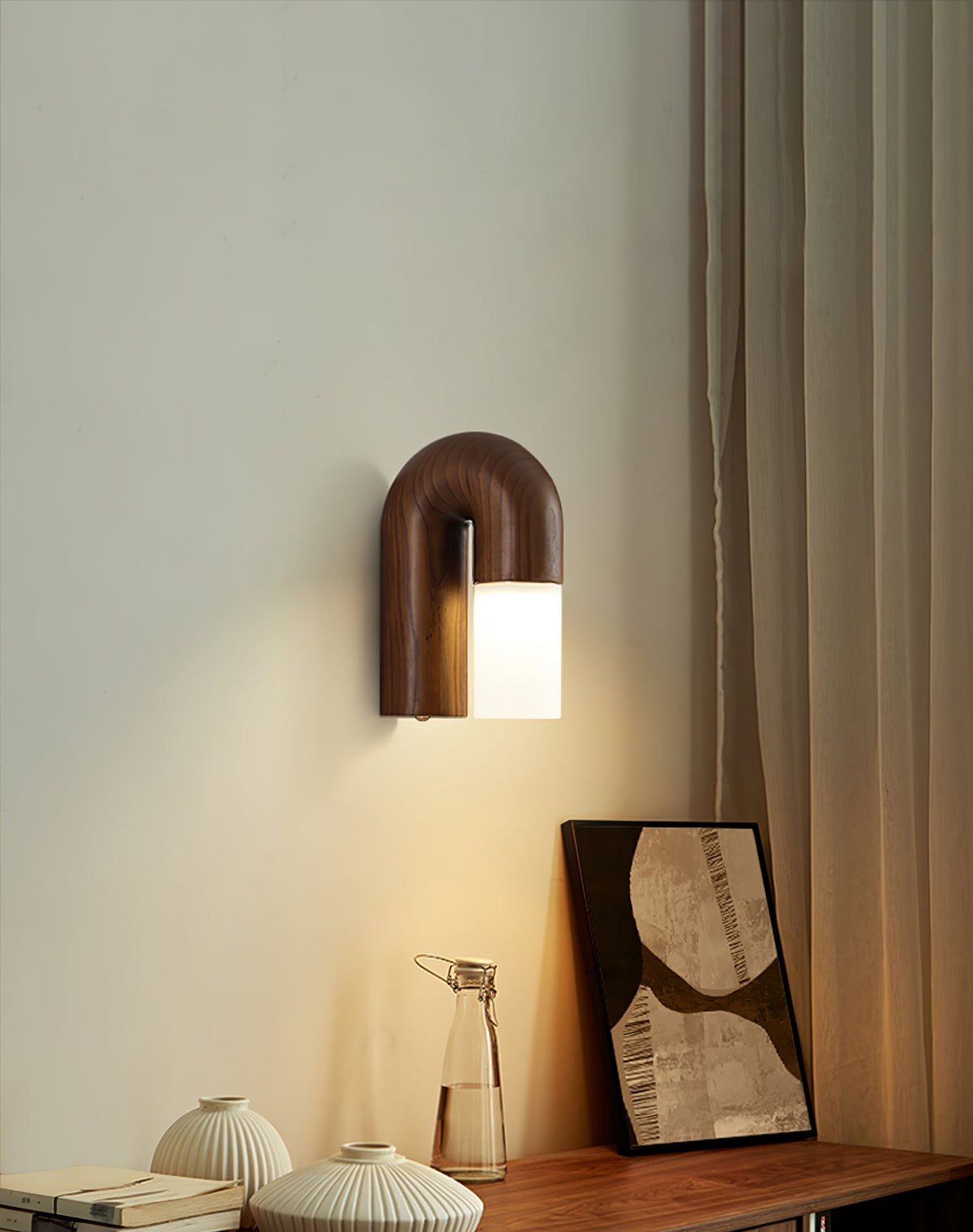 King zeitgenössische minimalistische Wandleuchte aus Holz