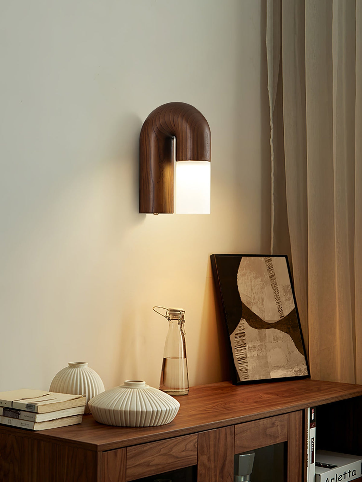 King zeitgenössische minimalistische Wandleuchte aus Holz