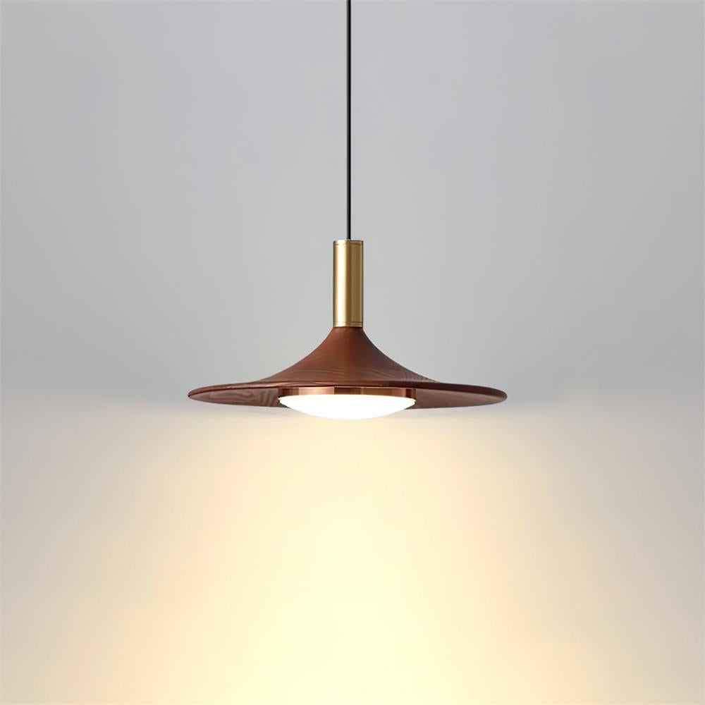 Kaelin Pendelleuchte Hutform Holz Midcentury