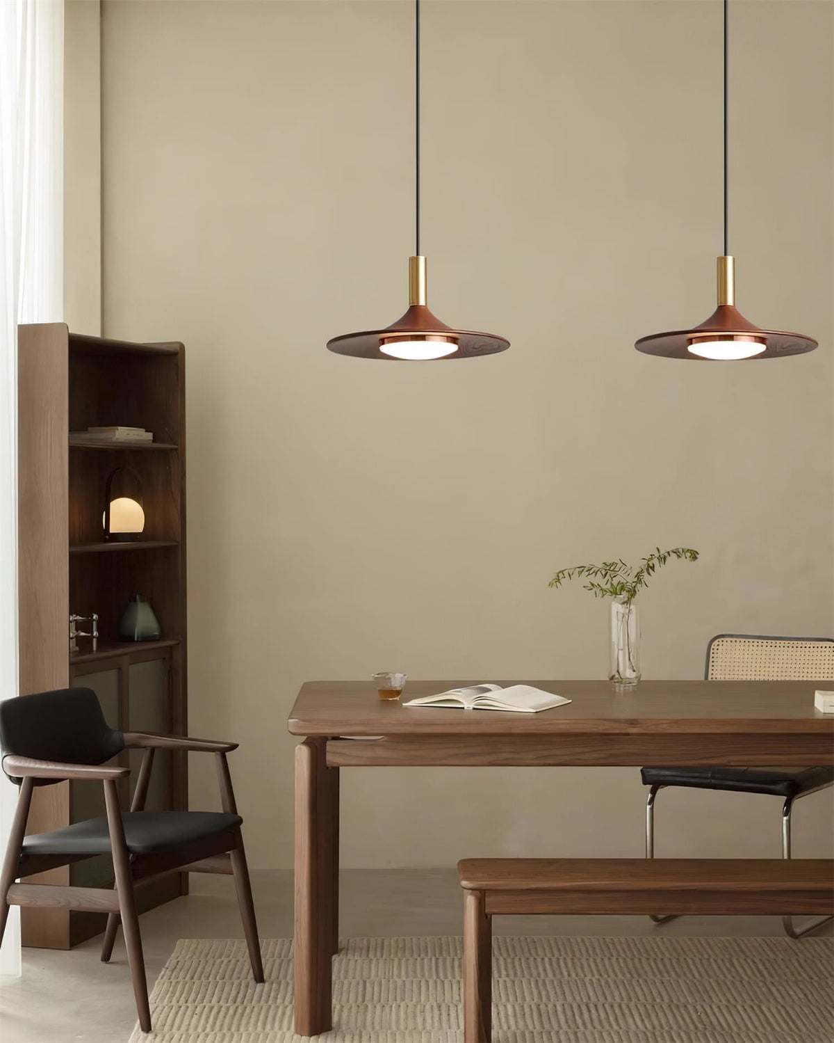 Kaelin Pendelleuchte Hutform Holz Midcentury