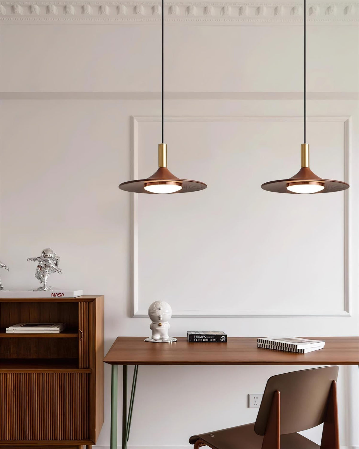 Kaelin Pendelleuchte Hutform Holz Midcentury