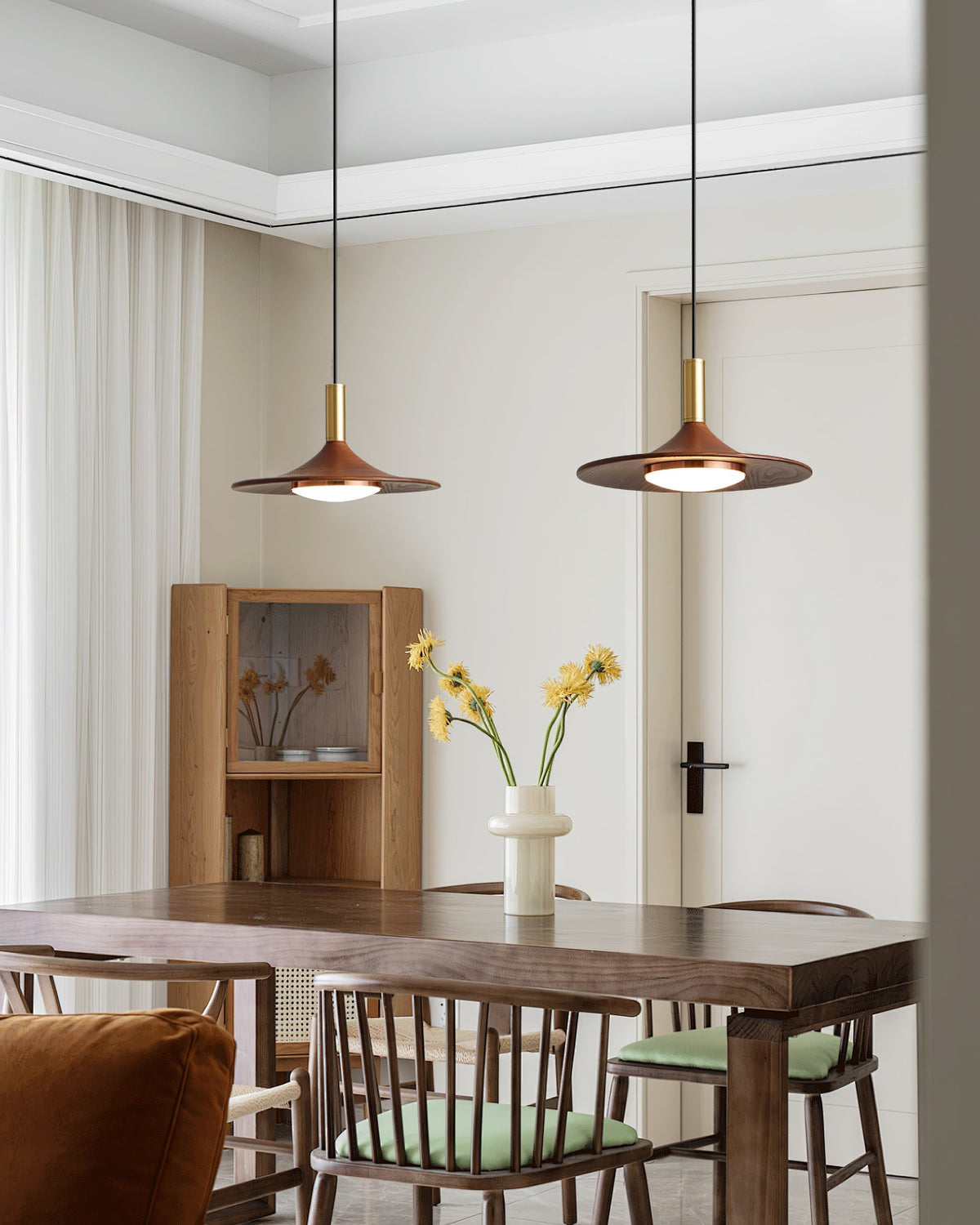 Kaelin Pendelleuchte Hutform Holz Midcentury