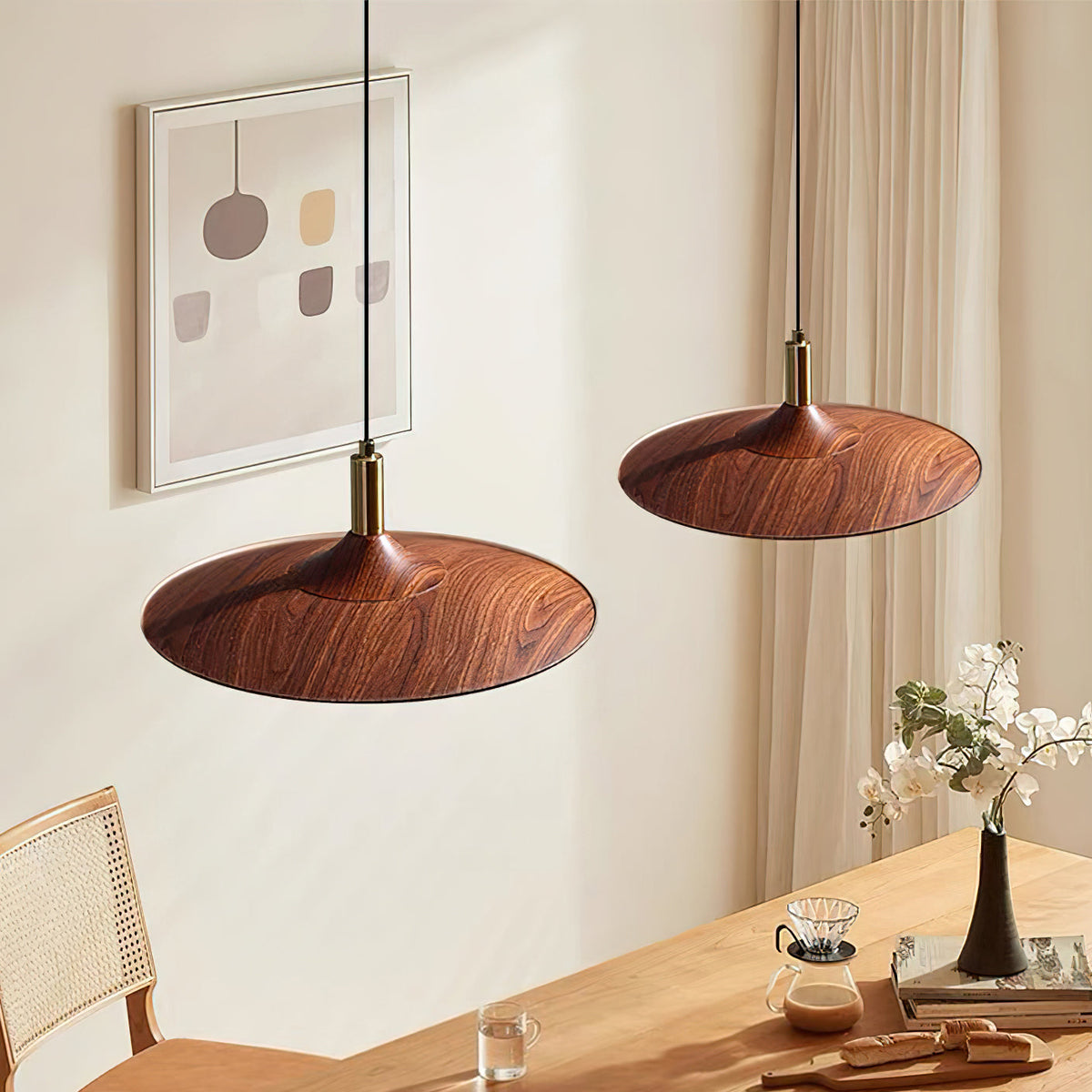 Kaelin Pendelleuchte Hutform Holz Midcentury