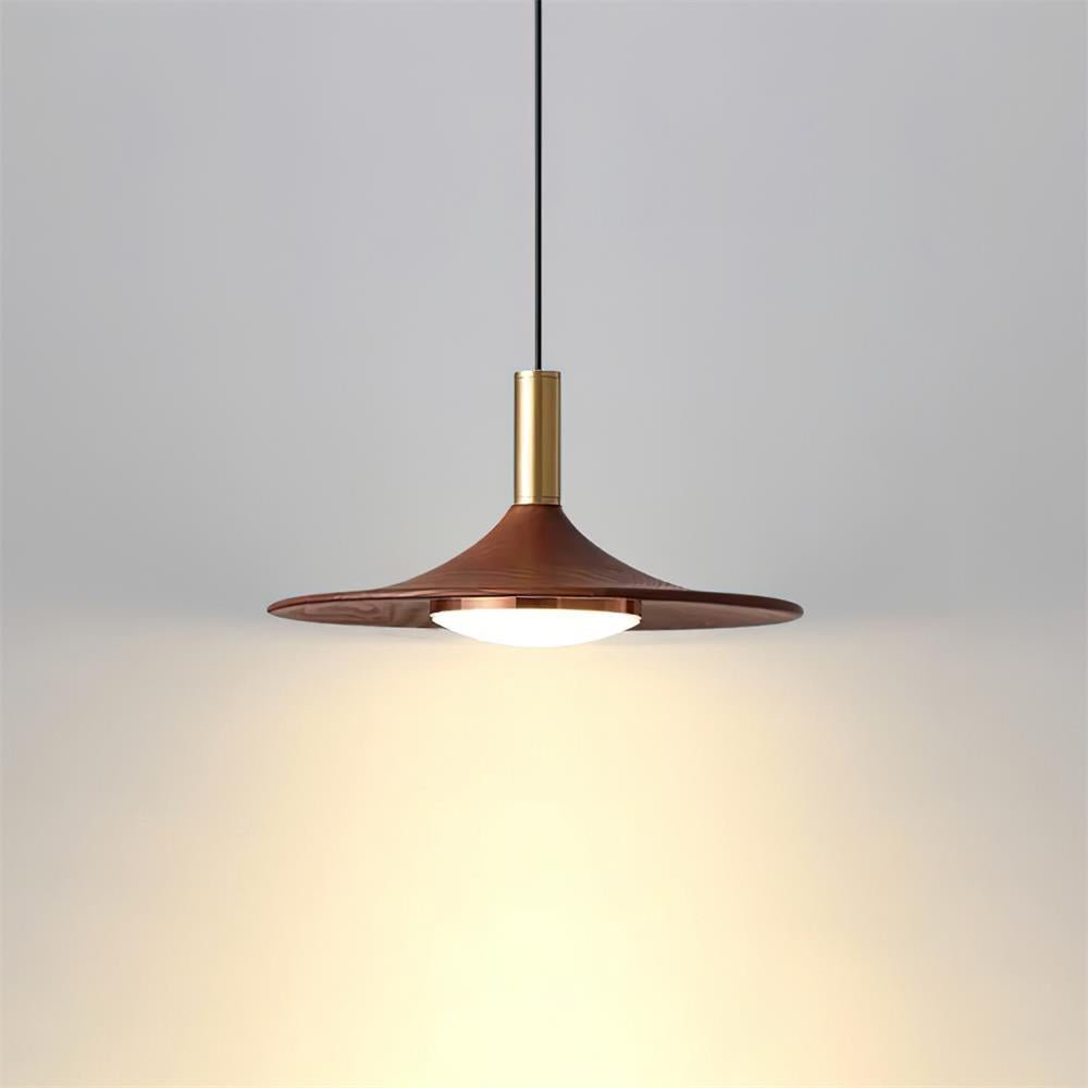 Kaelin Pendelleuchte Hutform Holz Midcentury