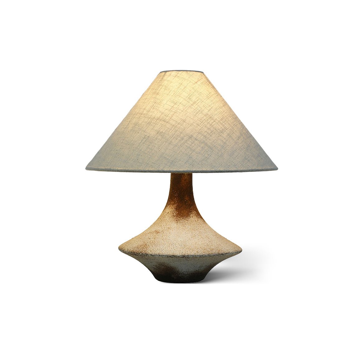 Navoer Tischleuchte aus Stoff in künstlerischem Design, Beige