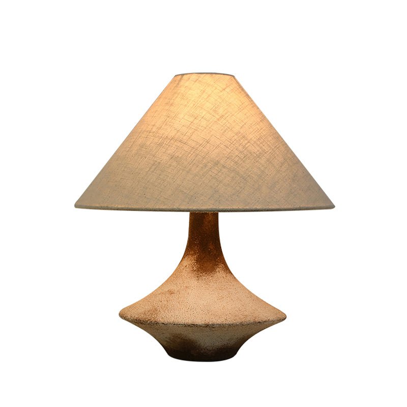 Navoer Tischleuchte aus Stoff in künstlerischem Design, Beige