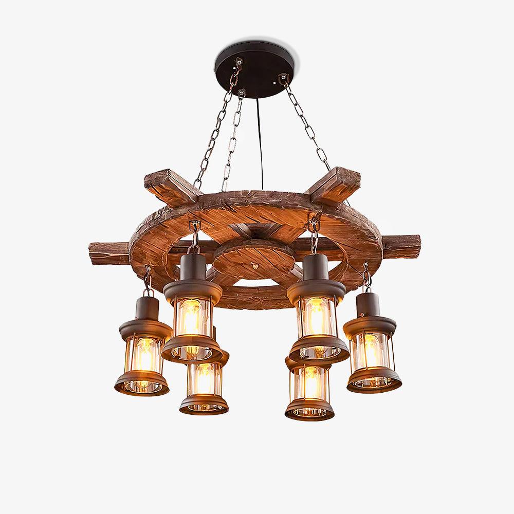 Aurzorir Kronleuchter aus Vintage-Holz
