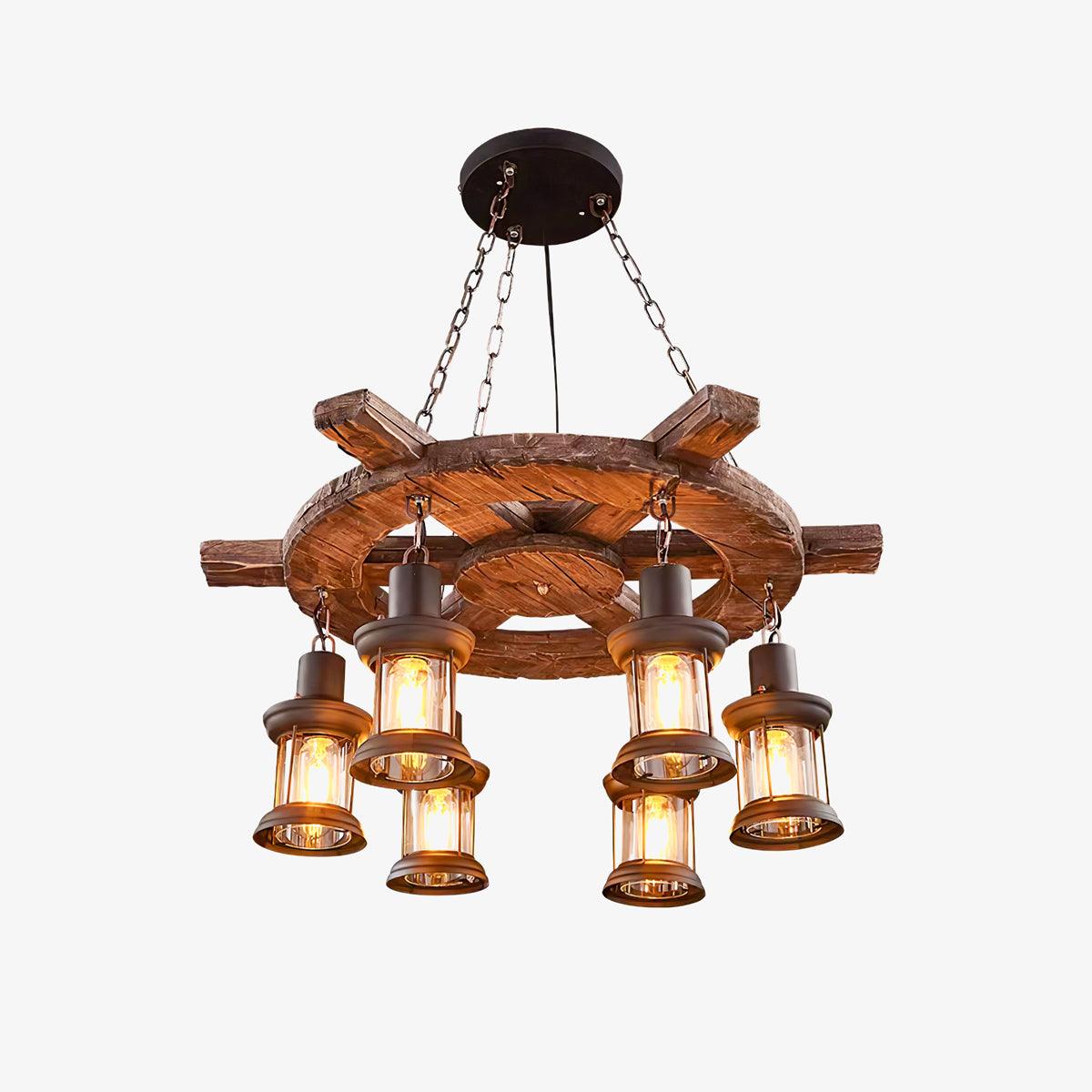 Aurzorir Kronleuchter aus Vintage-Holz