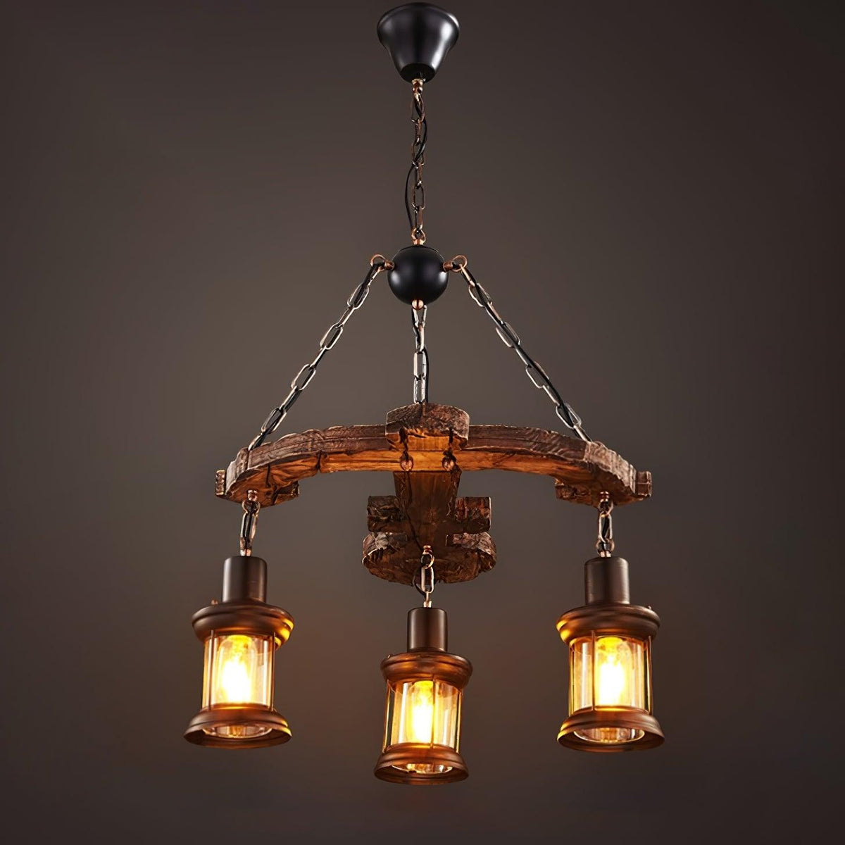 Aurzorir Kronleuchter aus Vintage-Holz
