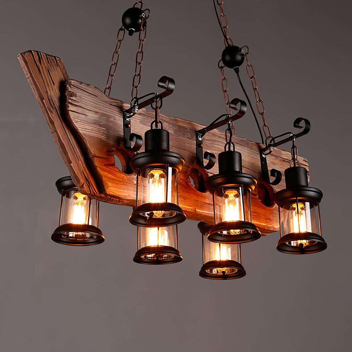 Aurzorir Kronleuchter aus Vintage-Holz