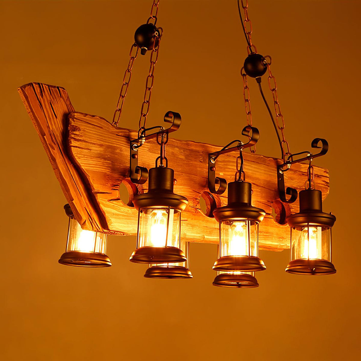 Aurzorir Kronleuchter aus Vintage-Holz