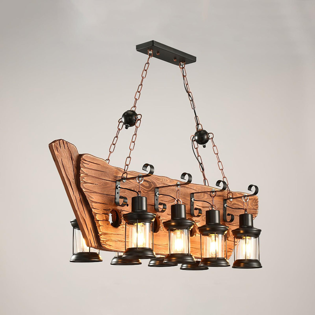 Aurzorir Kronleuchter aus Vintage-Holz