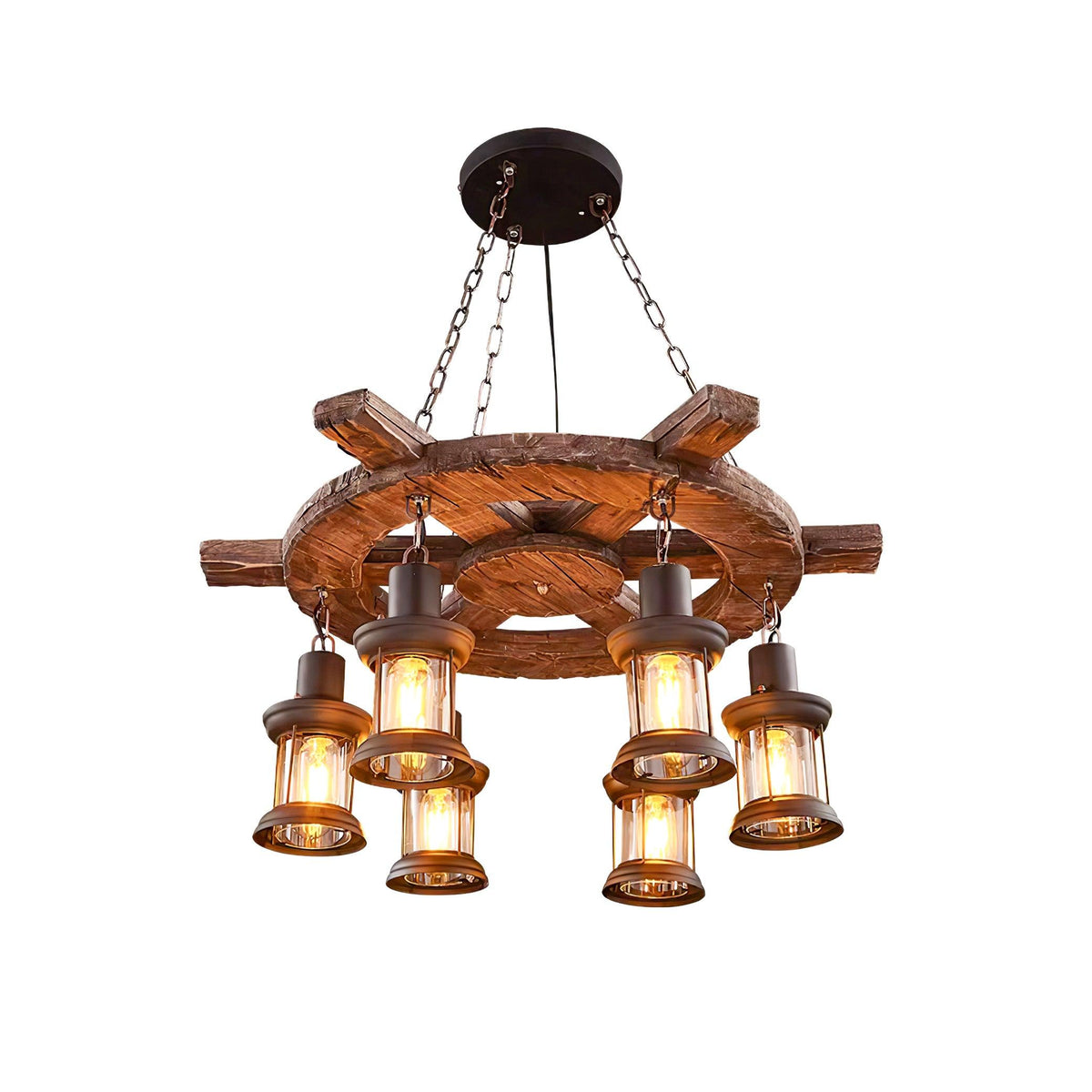 Aurzorir Kronleuchter aus Vintage-Holz