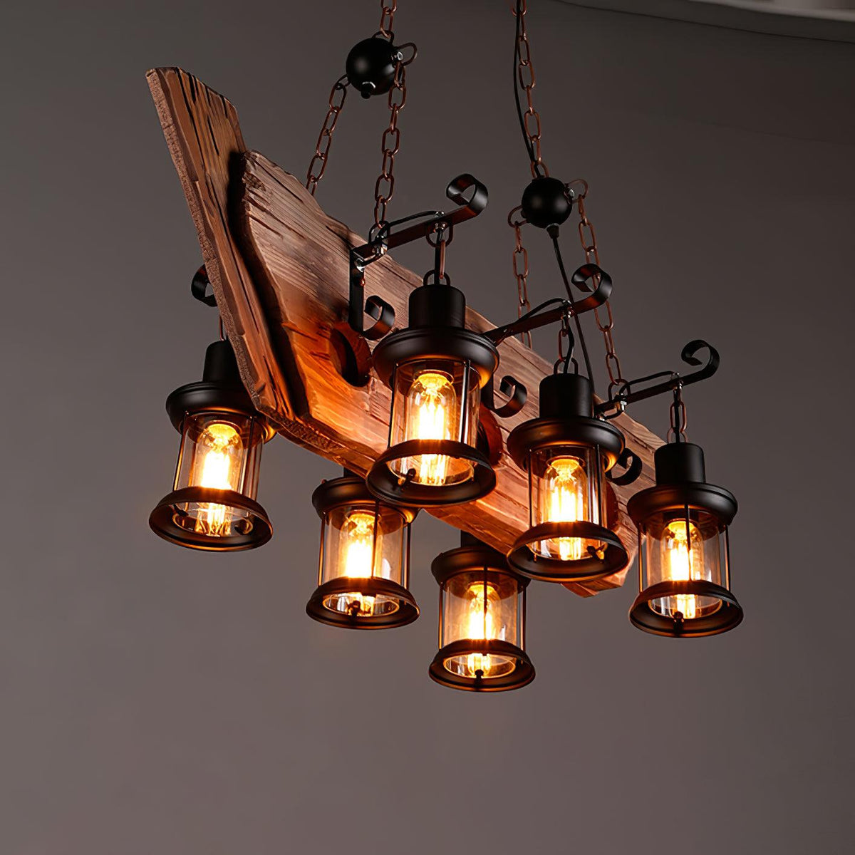 Aurzorir Kronleuchter aus Vintage-Holz