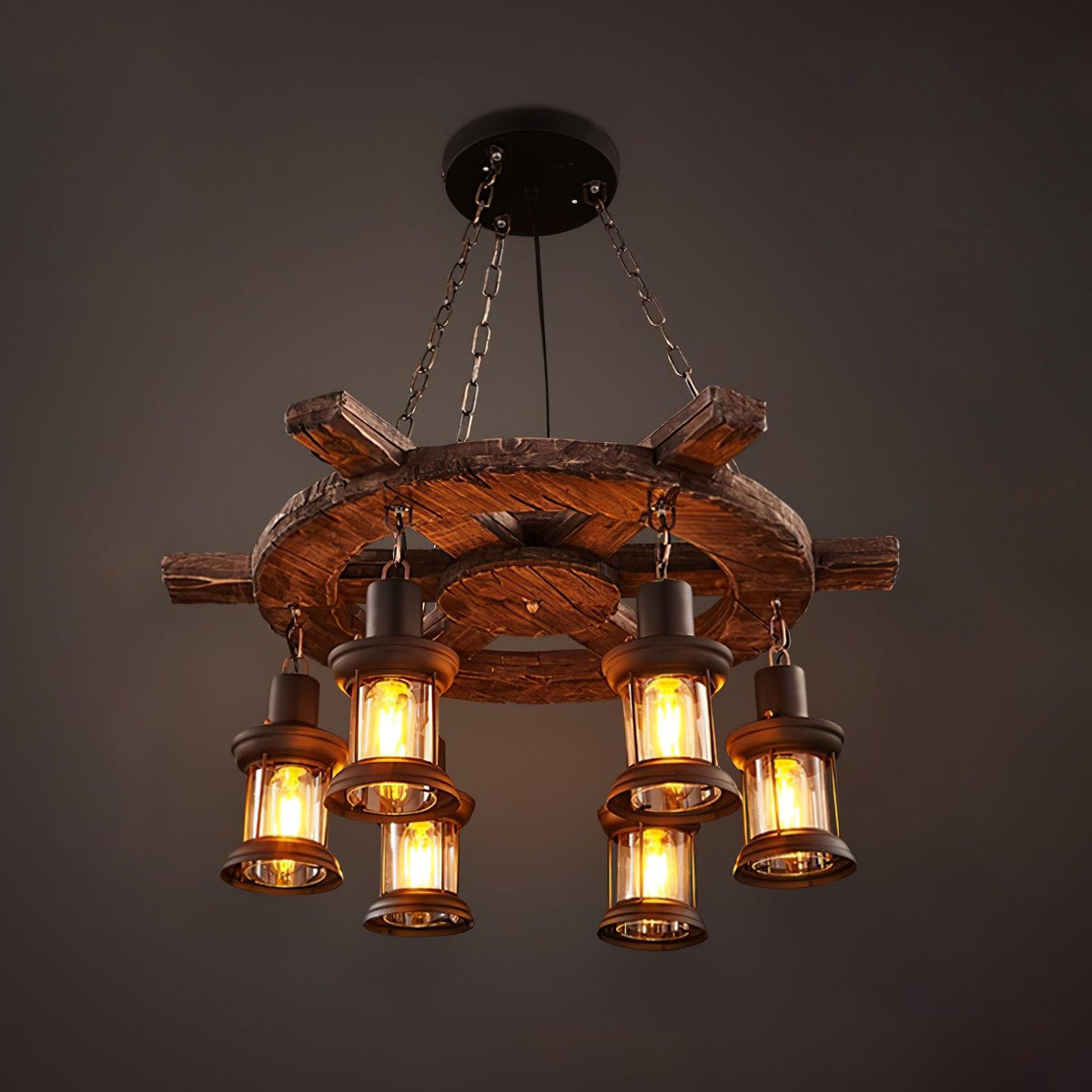Aurzorir Kronleuchter aus Vintage-Holz