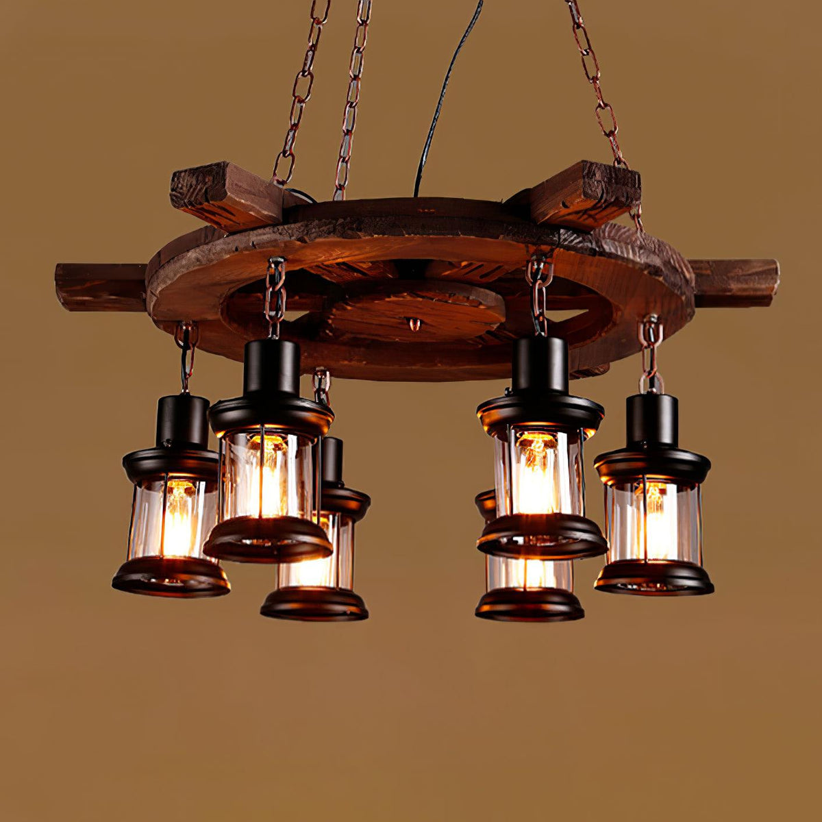Aurzorir Kronleuchter aus Vintage-Holz